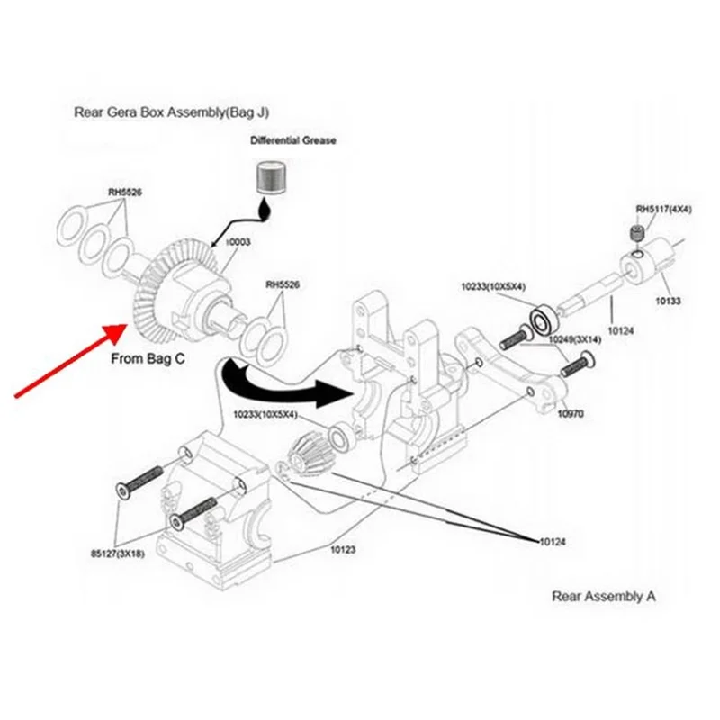 

WOWFU-Rc Car Parts 10003 Differential Gearbox Set For VRX Racing 1/10 Scale 4WD Remote Contol Model Car Accessories