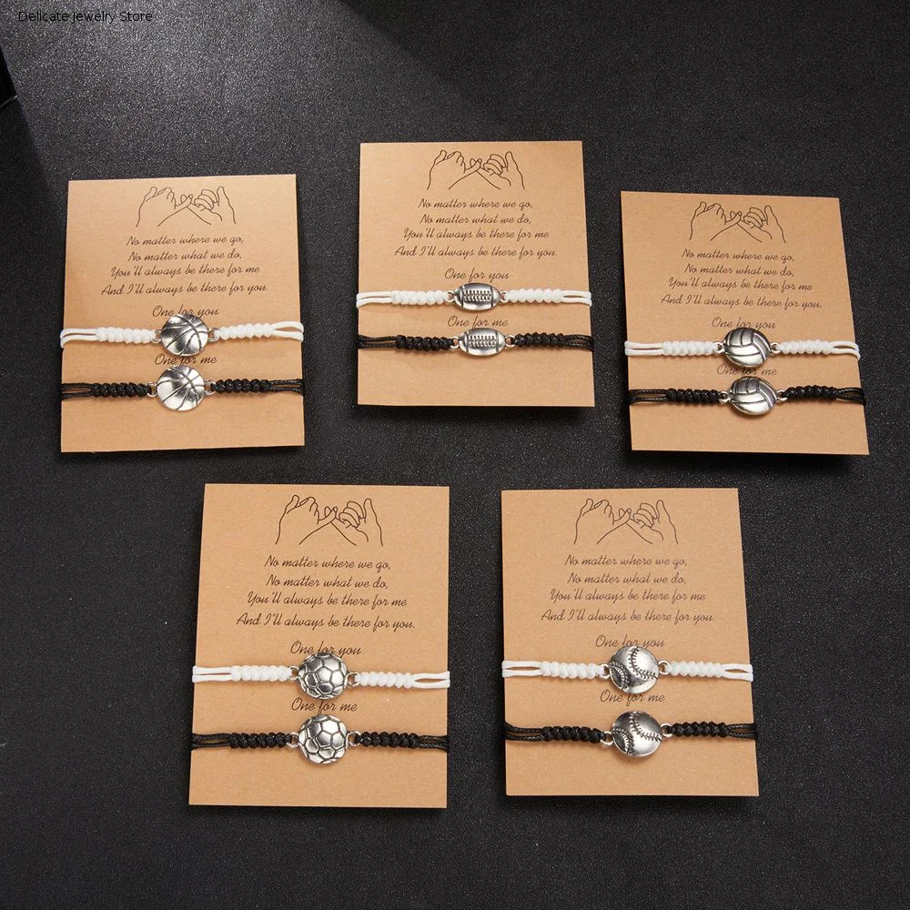 Volleyball Boys & Girls Football Baseball Ball String Rope Korean Style Bracelet Couple Hand Rope Jewelry Accessories