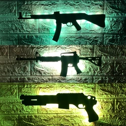 ZK30 Creative Military Fan Firearms Model Wall Lamp Hanging Picture LED Atmosphere Light Indoor Bar Decoration USB Night Light