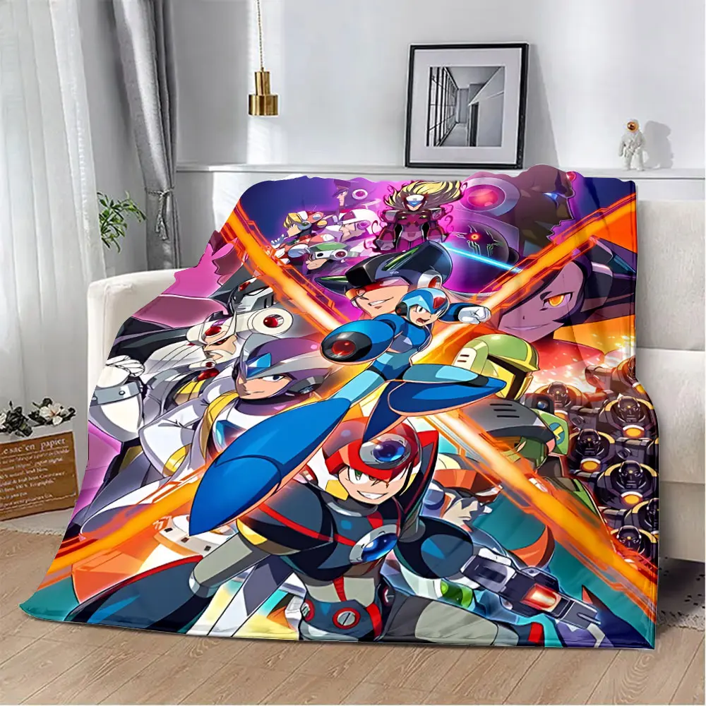 Rockman Megaman Game Printed Blanket Picnic Blankets Warm Blanket Soft and Comfortable Blanket Home Travel Birthday Gift