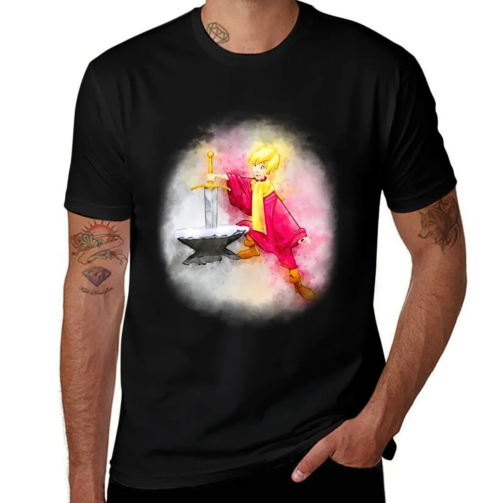 

Sword in the Stone Print King T-Shirt funny t shirts dark humor t shirts for man graphic funny man t shirt cotton T-Shirt