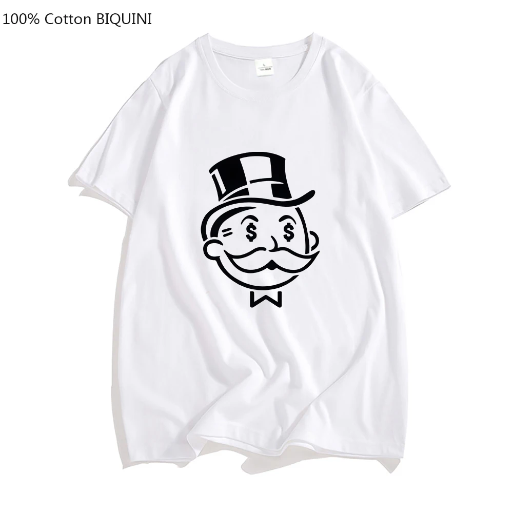 MONOPOLY MAN T-shirts Cartoon Printed Mens Tshirts 100% Cotton Casual Short Sleeve Tee-shirt Graphic Clothes Soft High Quality