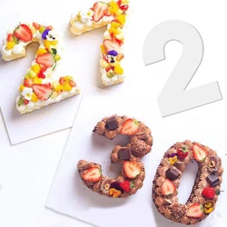 10/12/14/16/18 Inch White PET Plastic Number Templates 0-8 Numeral Cake Stencils Anniversary Birthday Layered Cake Baking Tools