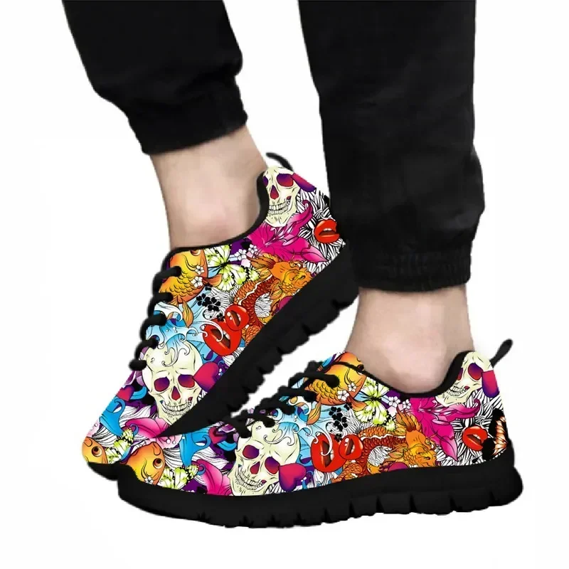 

Gradient Skull Pattern Sneaker For Men Casual Outdoor Sneaker Dark Blue Fashion Skull Shoes Lace-up Vulcanized Shoe