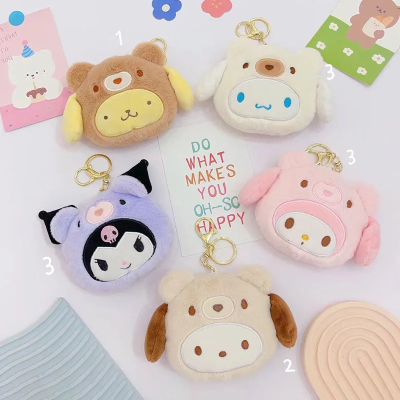 

Sanrio Coin Purse New Japanese Series Kawaii Cinnamoroll Plush Change Wallet Storage Bag Multi-Function Key Chain Pendant