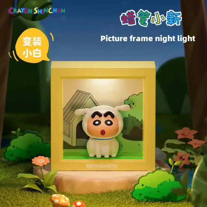 Crayon shin-chan moldura de foto luz noturna quarto atmosfera de dormir luz decoração indução magnética luz de proteção para os olhos