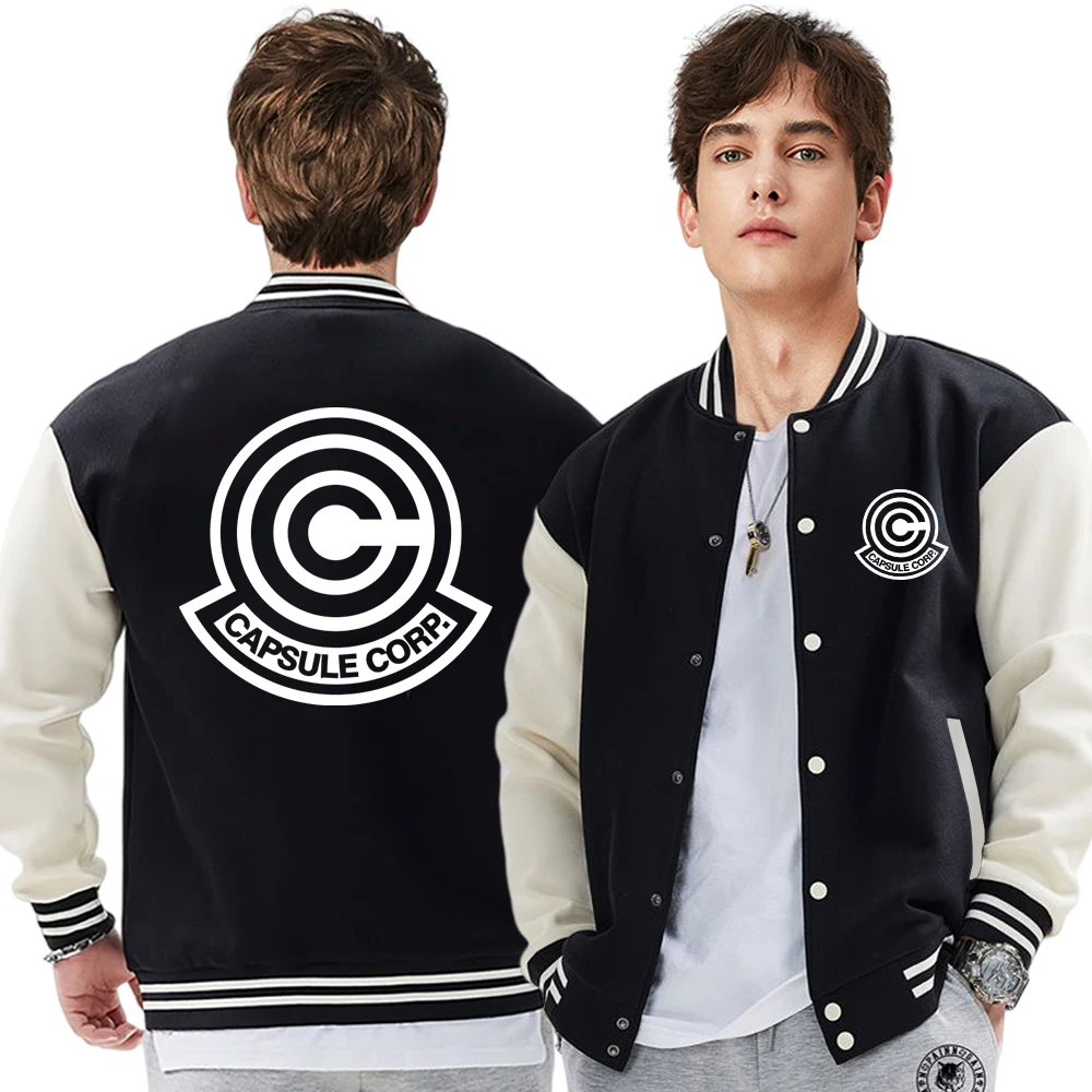 Japanese Anime Letter C Logo Coats Male Fashion Crewneck Baseball Uniform Vintage Clothing Loose Casual Female Sportswears