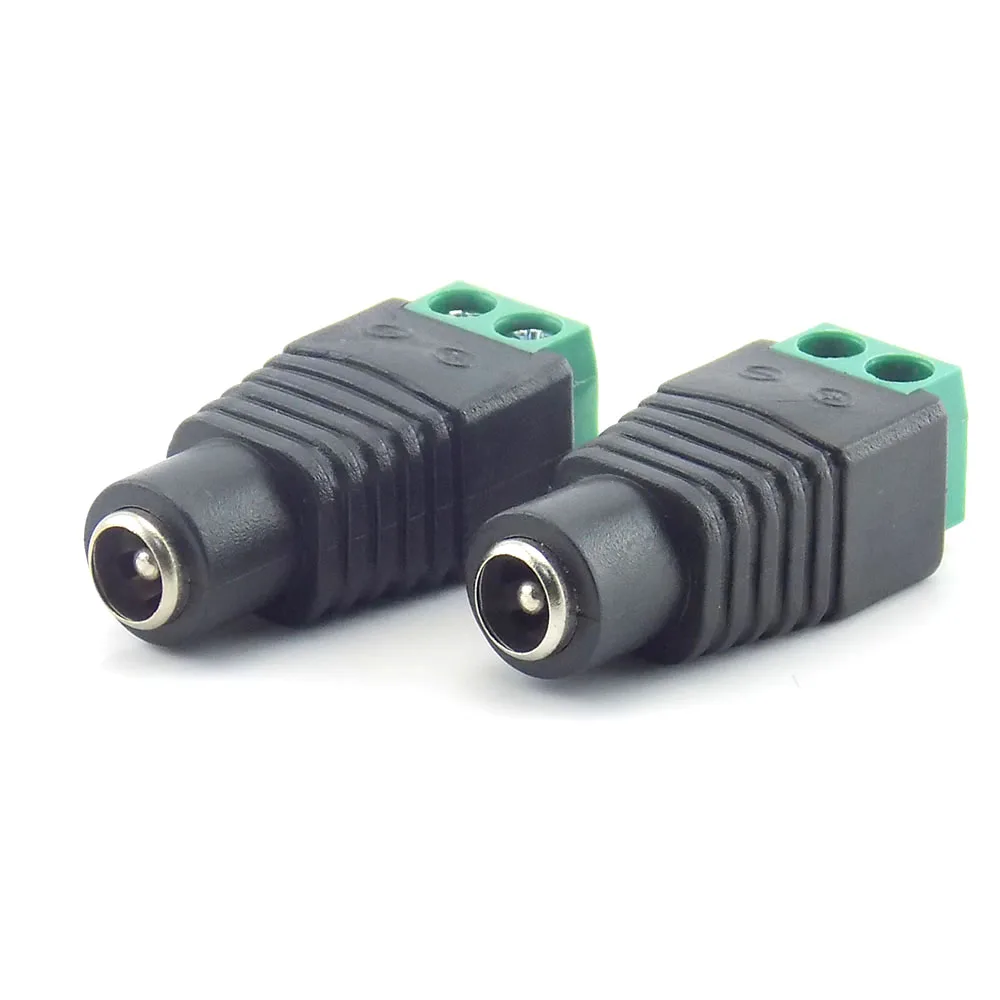 5pcs 5.5mm*2.1mm DC Female Male Plug BNC Connector DC Power Supply Jack Adapter for LED Strip and CCTV Cameras B1