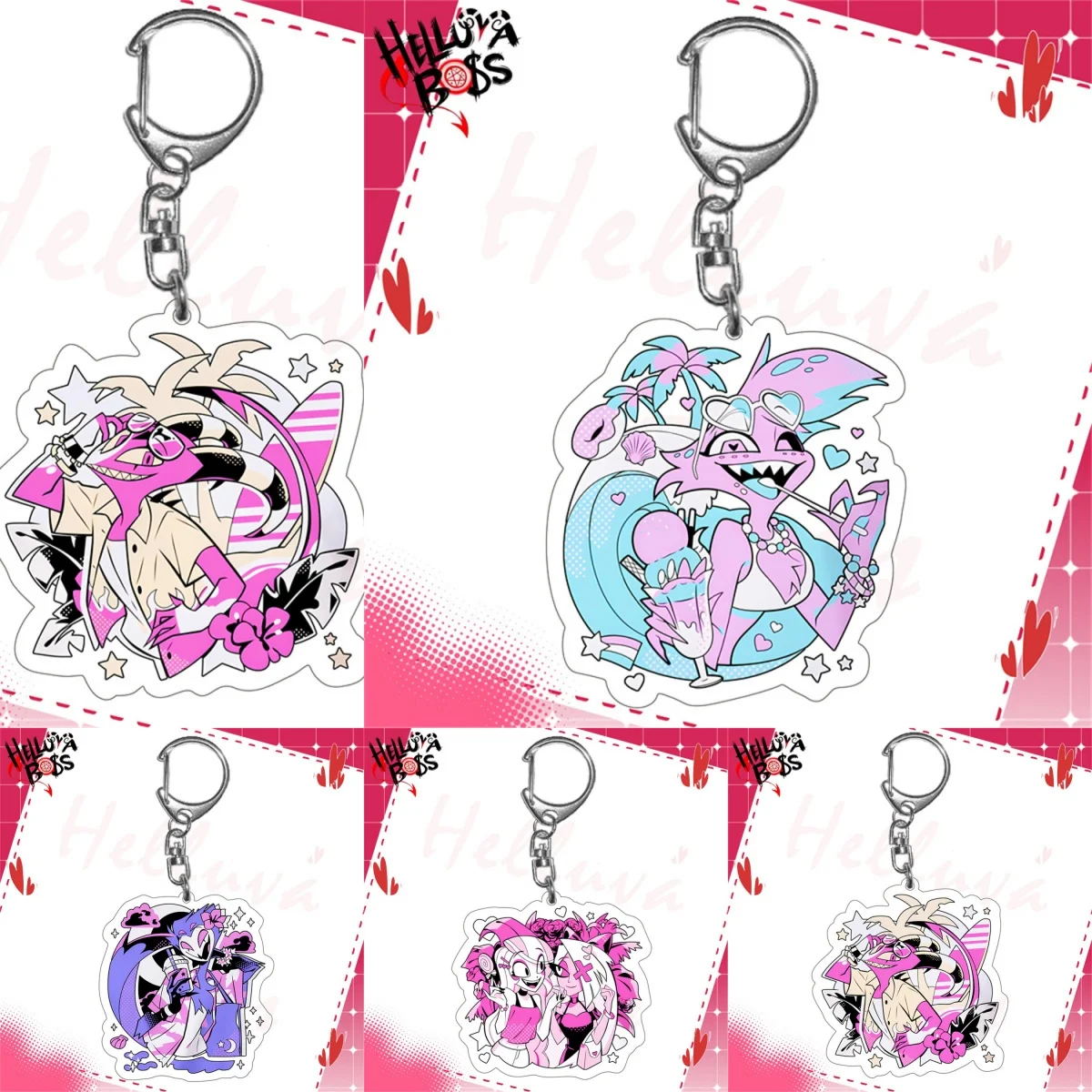 

Anime Pendant Keychains Holder Car Key Chain Key Ring Phone Bag Hanging Jewelry Gifts Accessories Hazbin Hotel 6CM