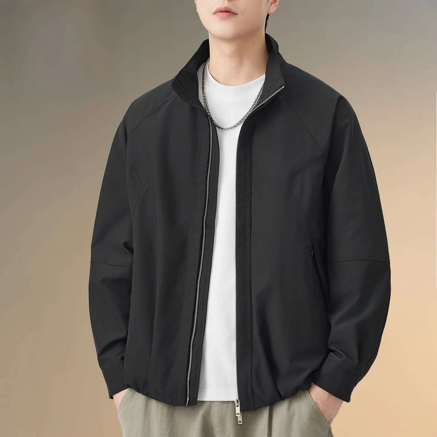 

Pierre Cardin Men's Casual Outdoor Jaet Zipper Collar Long Sve Polyester Fiber Spring Autumn Faionable Versatile Clothing