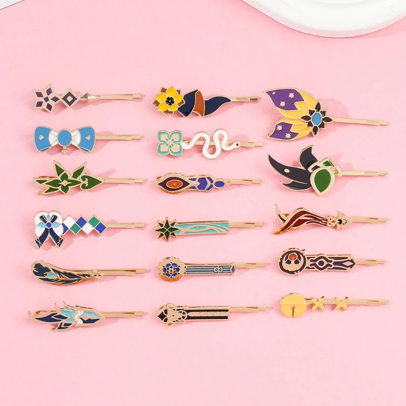 Game Impact Nahida Scaramouche Baizhu Hair Clips For Women Hairpins Girl Geometric Hair Barrettes Haircrip Hair Accessories