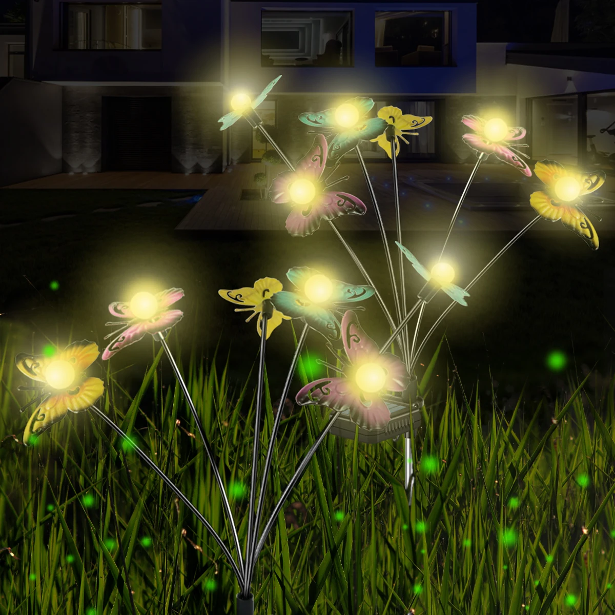 2Pcs Butterfly Solar Swaying Lights IP65 Waterproof LED Solar Butterfly Light Auto On/Off Solar Powered Garden Stake Lights