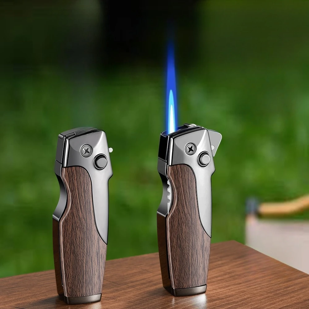 New Outdoor Windproof Direct Blue Flame Inflatable Lighter, Creative Two-in-one Portable Multi-functional Ignition Tool