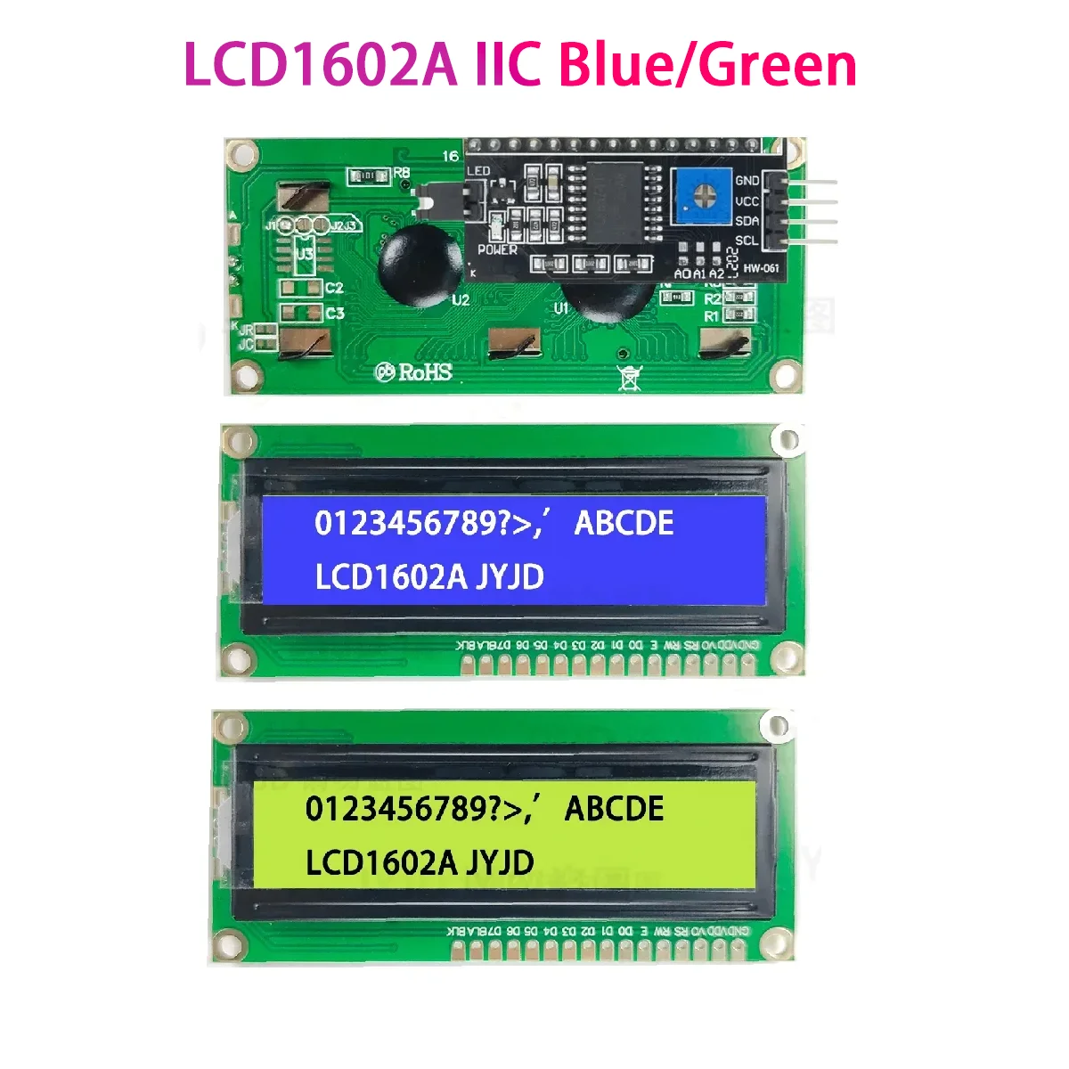 LCD1602+I2C 1602 16x2 1602A Blue/Green screen HD44780 Character LCD /w IIC/I2C Serial Interface Adapter Module For Arduino