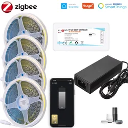 5M 10M 15M 20M DC24V Zigbee 3.0 Tuya LED Strip Light High Density Tape Flexible FOB COB 320LED Linear Dimmable Light 3000K 6000K