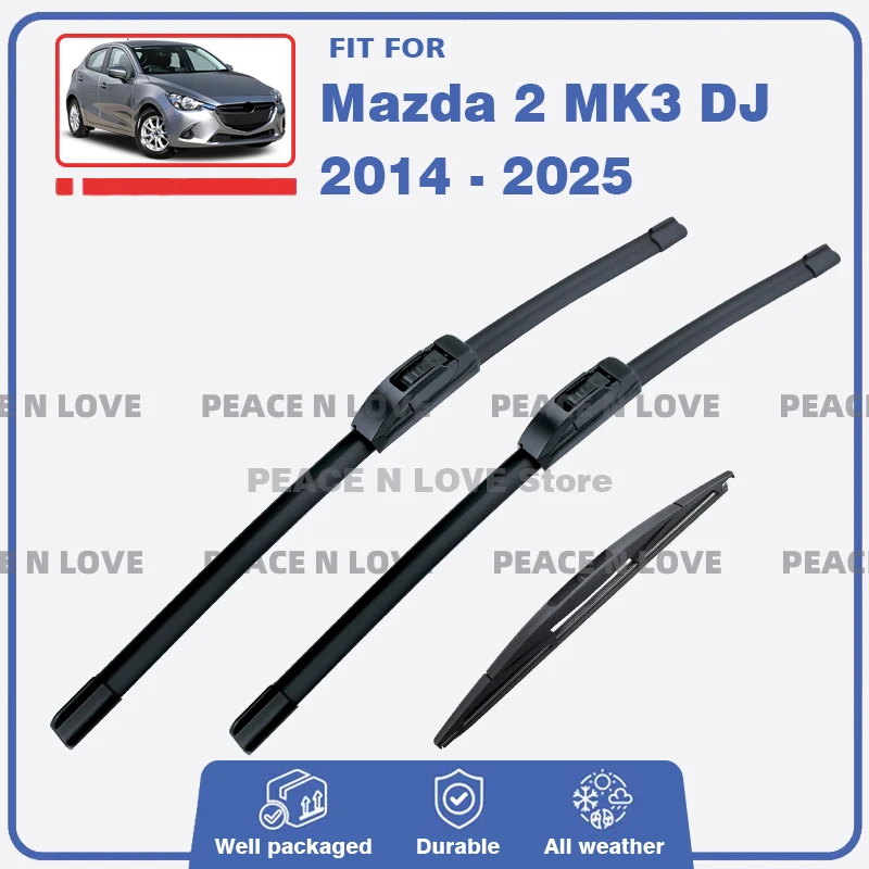 

Front Rear Wiper Blades For Mazda 2 MK3 DJ 2014 - 2025 Mazda2 Demio MK4 Windshield Windscreen Accessories 2018 2016 2020 2017