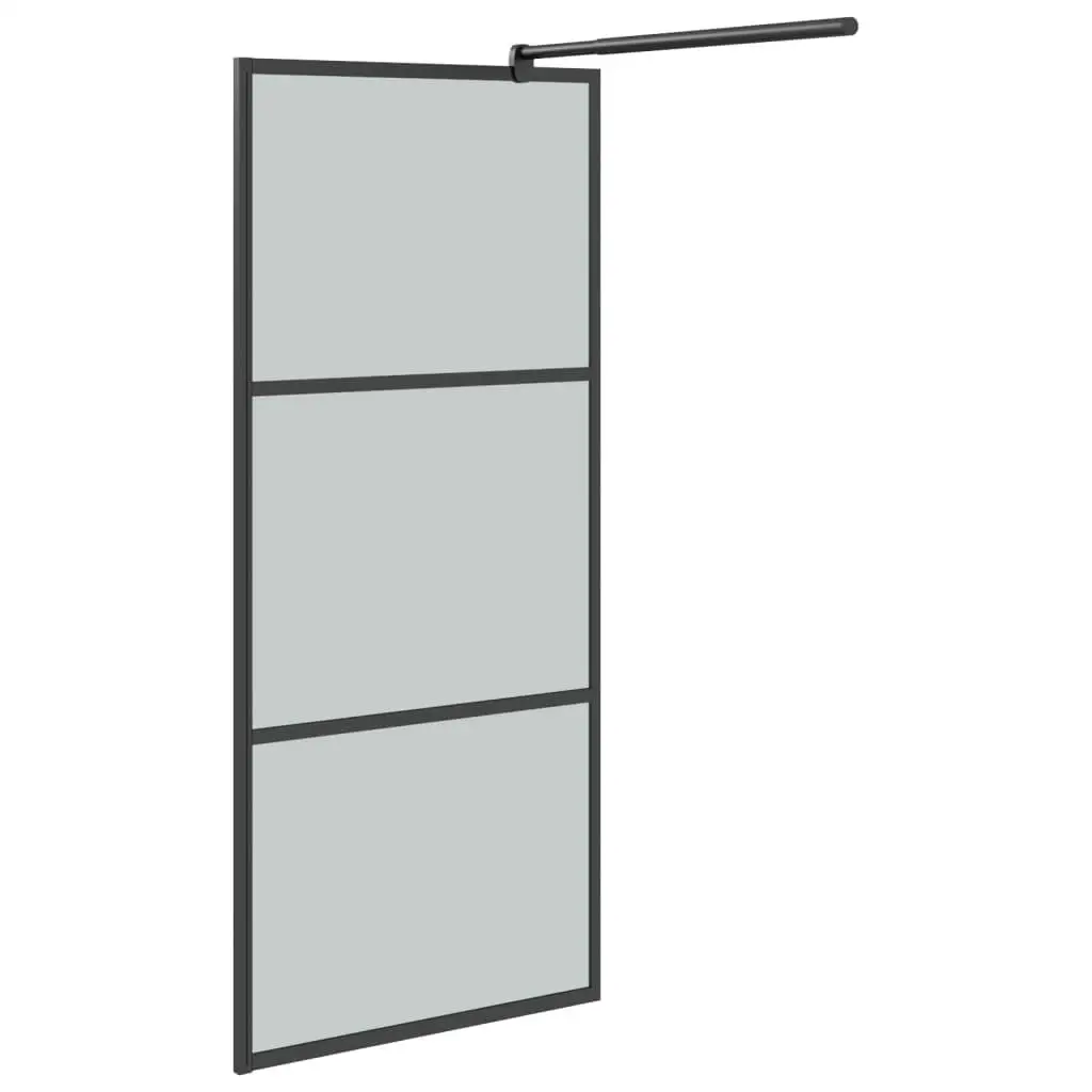 Dinding Pancuran Walk-in hitam 31.5x76.8 dengan rak-desain kaca ESG awet & aluminium