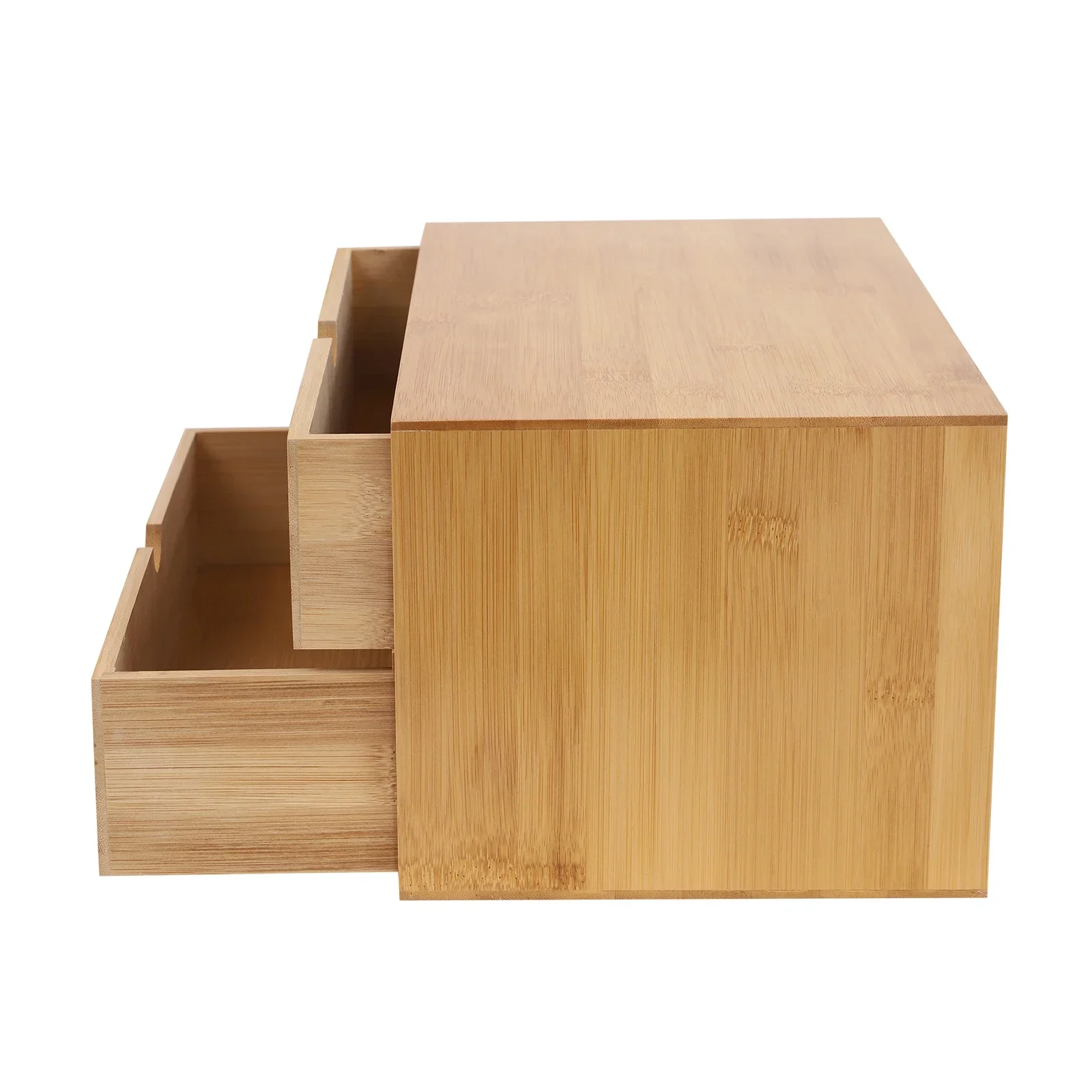 Cassetto in bambù con 2 cassetti: mini scatola portaoggetti per cassetti da scrivania in bambù per articoli da toeletta, forniture, nessun montaggio richiesto