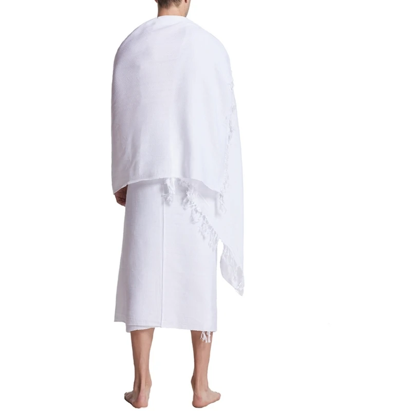 Katoenen Ihram-handdoekset Islamitische gebedsaanbiddingskostuums Sjaal Jubba Thobe