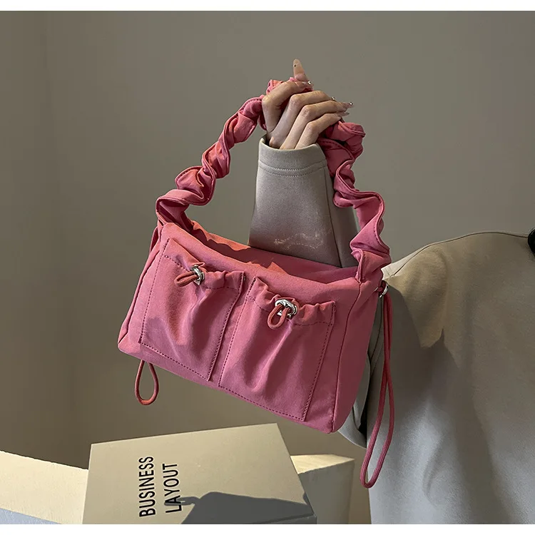 

2025 Korean Crinkle Nylon Bag‌ - Minimalist 2-Way Shoulder & Crossbody, Soft-Touch Solid Color Purse