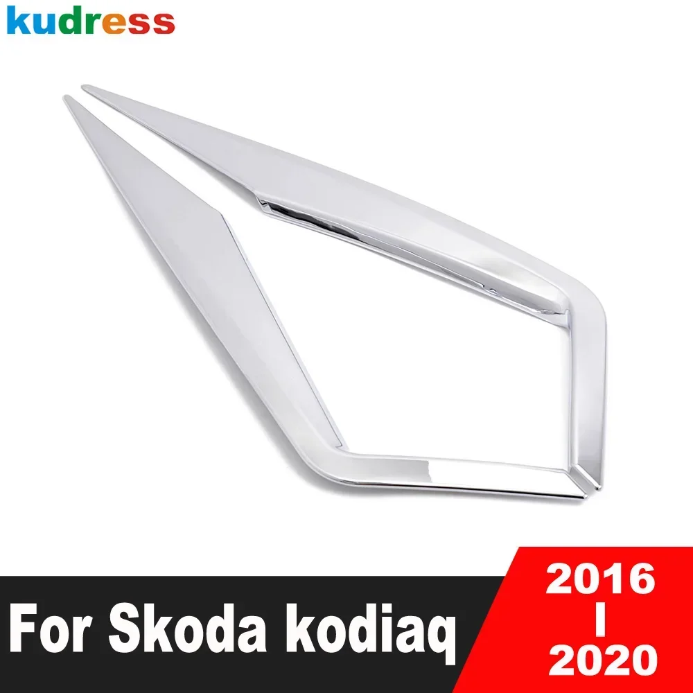 

Front Fog Light Lamp Eyebrow Cover Trim For Skoda kodiaq 2016-2018 2019 2020 Chrome Car Head Foglight Eyelid Strip Accessories