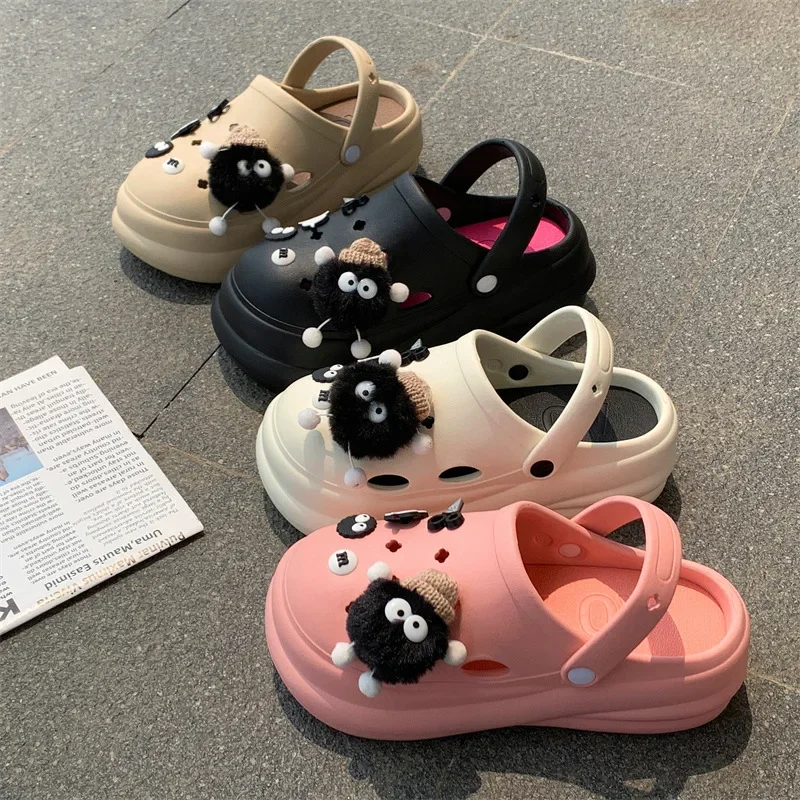 Garden Clogs Summer New EVA Thick Sole Women's Hole Anti Slip High Heel Elevated Sandals Outside Casual Beach Shoes Home Sandals