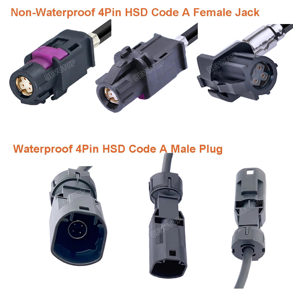 1PCS Car Video Line Camera Wire Harness Waterproof LVDS HSD A Male to Non-Waterproof HSD A Female Straight/RA 90° Jack Cable