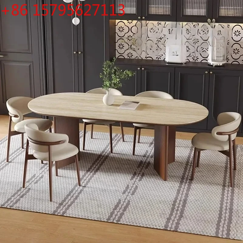 

стол кухонный французский средневековый травертин каменная плита обеденный стол и стулья маленькая квартира бытовой овальный ретро обеденный стол из цельного дерева