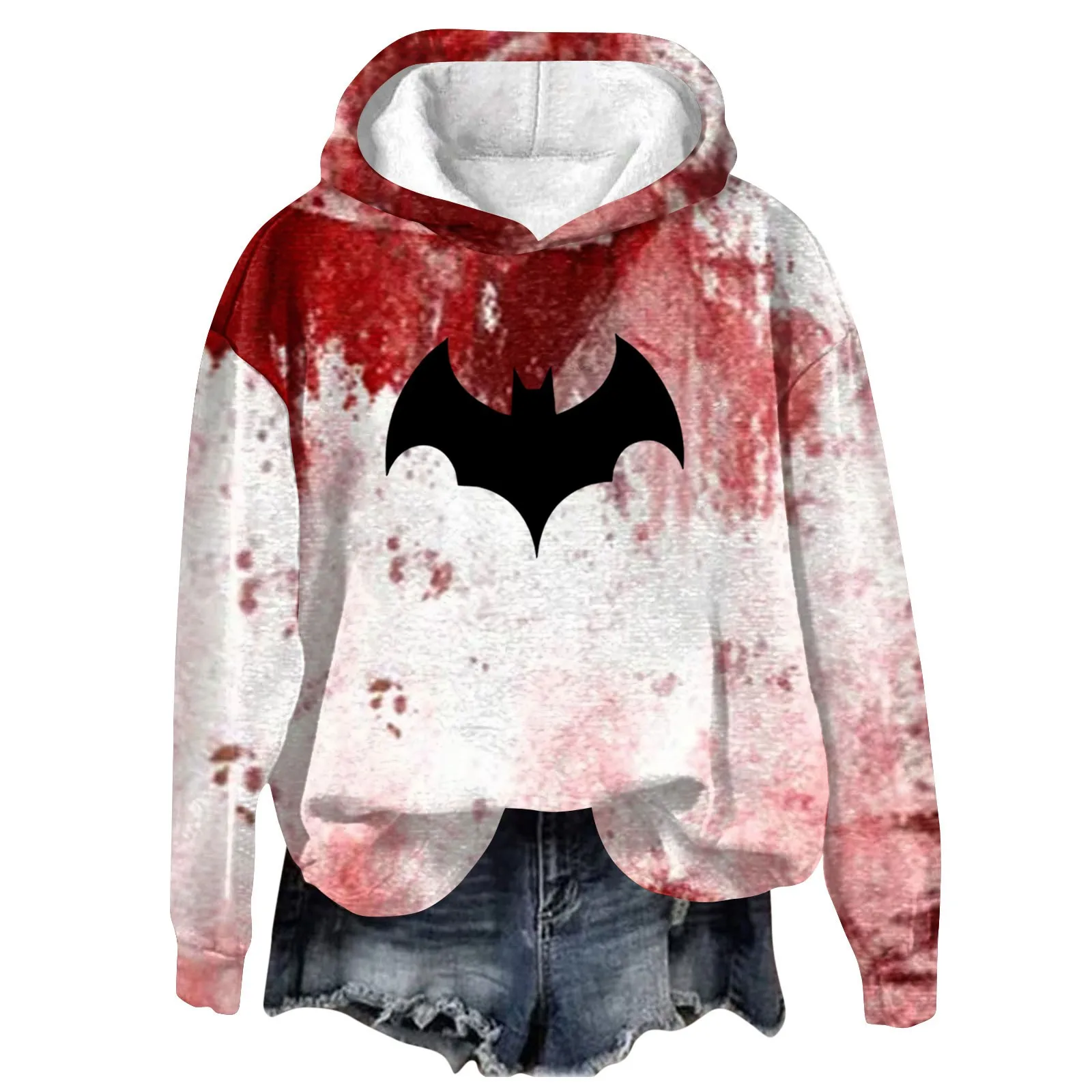 Women's Halloween Print Pullover Round Neck Drop Shoulder Long Sleeved Blouse