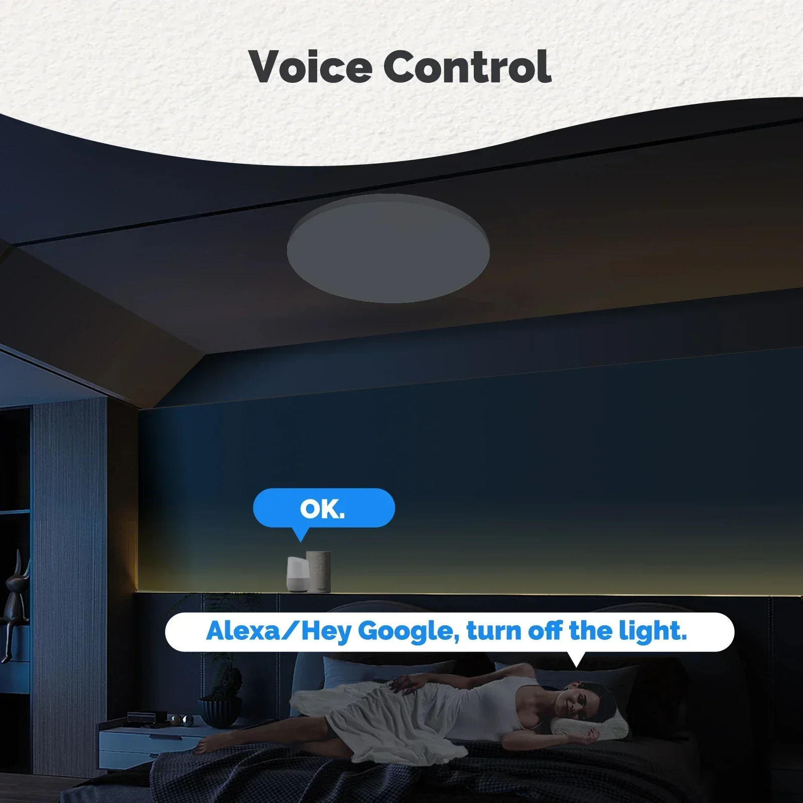 MOES Tuya WiFi Ceiling Light Smart Lamp Bluetooth With Beacon Remote Control Work With Alexa and Google Home