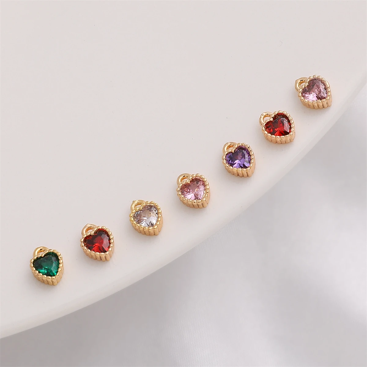 1pc 14K Gold Plated Brass Zircon Exquisite Heart Charm Penant for Women\'s Earring Bracelet Necklace Jewelry Making Findings