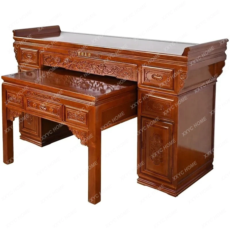 Cy  Manchurian Ash Solid Wood Buddha Shrine Altar Incense Burner Table New Chinese Style Central Hall Buddha Table