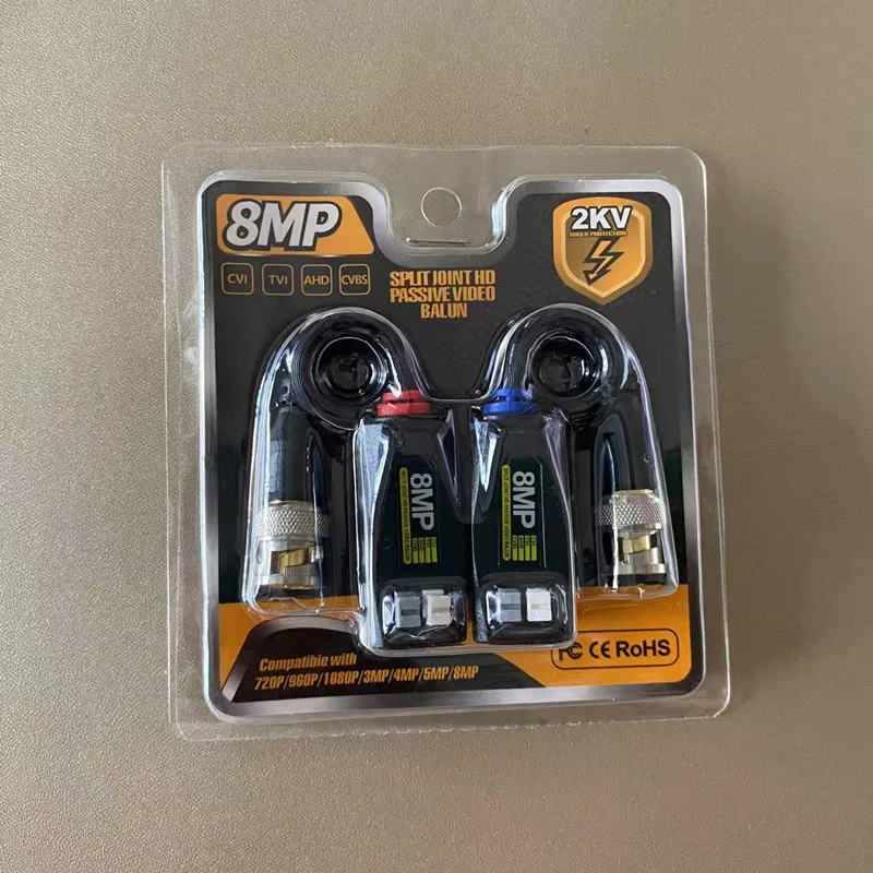 8MP HD Video Balun BNC Transceiver Passive Twisted Pairs For CCTV CVI/TVI/AHD Camera BNC Cat5 CCTV UTP Video Balun