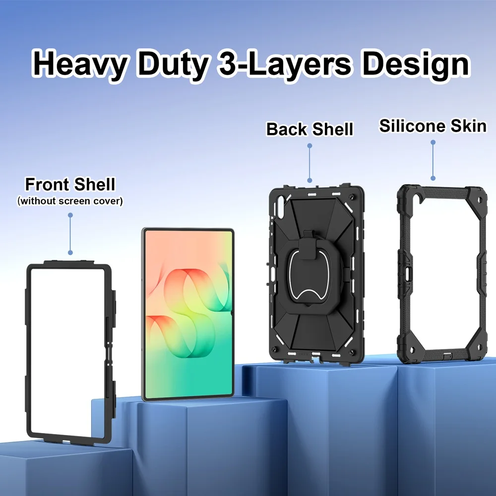 Heavy-Duty Protective Case with Rotating Stand and Shoulder Strap For Samsung Galaxy Tab S12 Ultra / S11 Ultra 5G 14.6