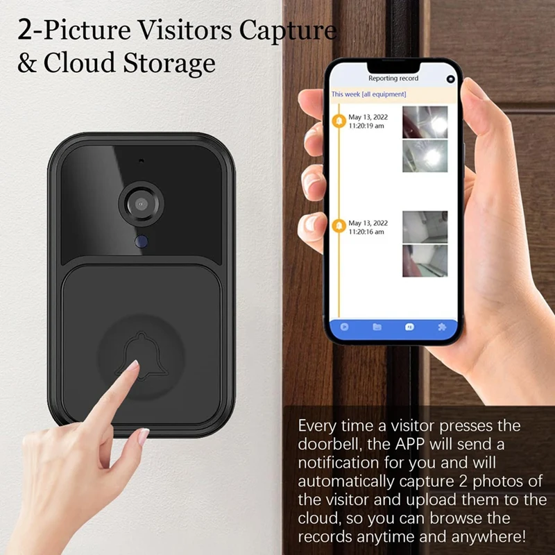 Smart Wireless Remote Video Doorbell, Camera Wireless Intercom Doorbell, HD Night Vision Wifi Tuya Security Doorbell