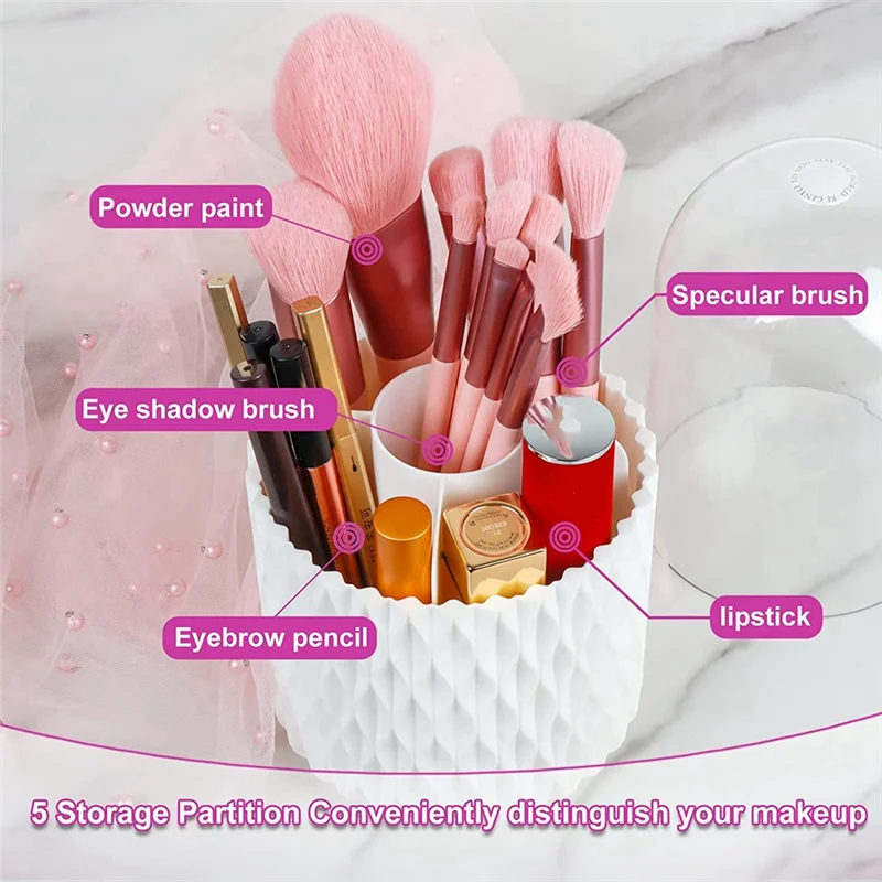 

2PCS Makeup Brush Holder Dustproof & Waterproof Make Up Brush Organizer Storage with Lid for Vanity and Bathroom
