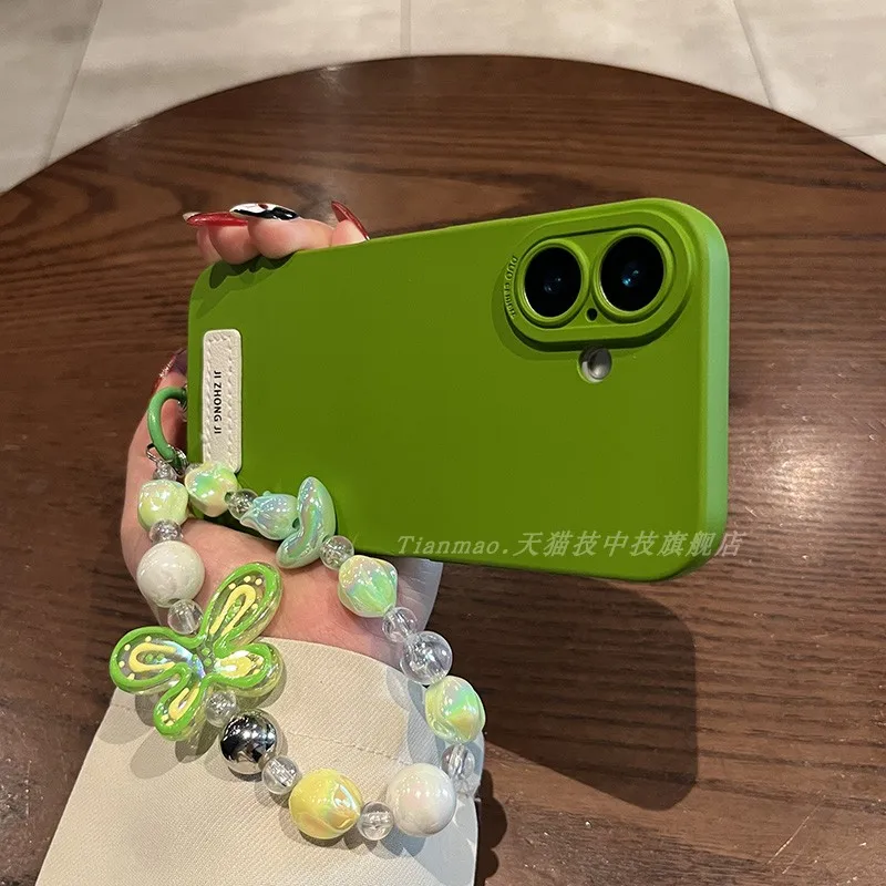 

For apple 15pro phone case liquid pupil eye mustard green butterfly bracelet 14 premium 1313pro new 12 silicone protective case