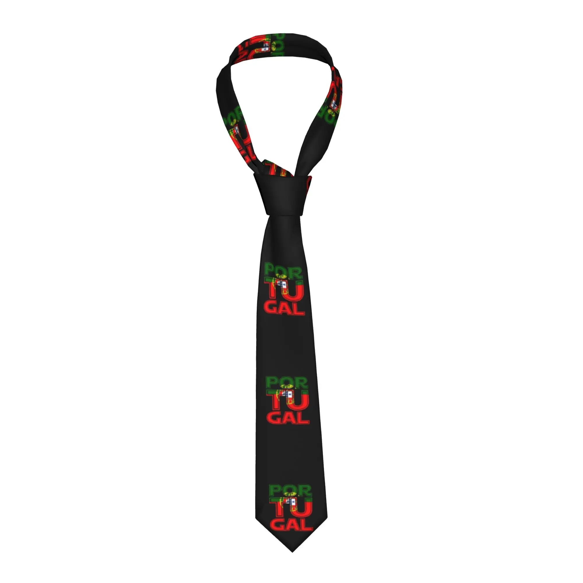 Classic I Love Portugal Country Land Cut Flag Necktie Men Silk Portuguese Party Ties