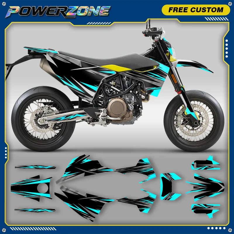 PowerZone MATTE Chrome Custom Graphics Backgrounds Decal Stickers For Husqvarna 2015 2016-2020 SUPERMOTO 701 ENDURO 09