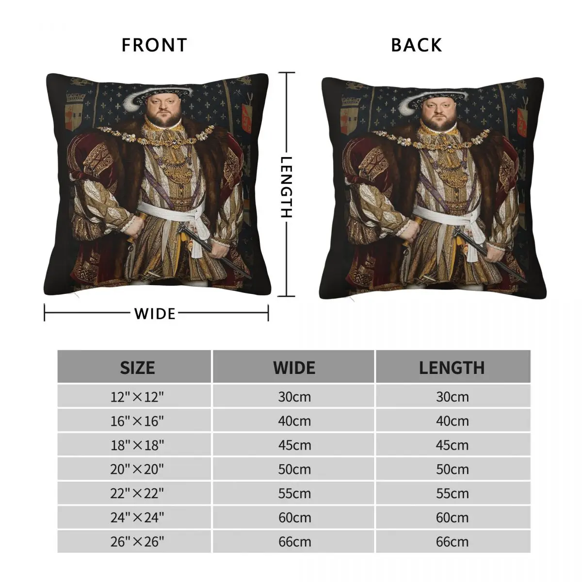 Henry Viii King Of England Portrait Square Pillowcase Polyester Linen Velvet Pattern Zip Decor Bed Cushion Cover 18