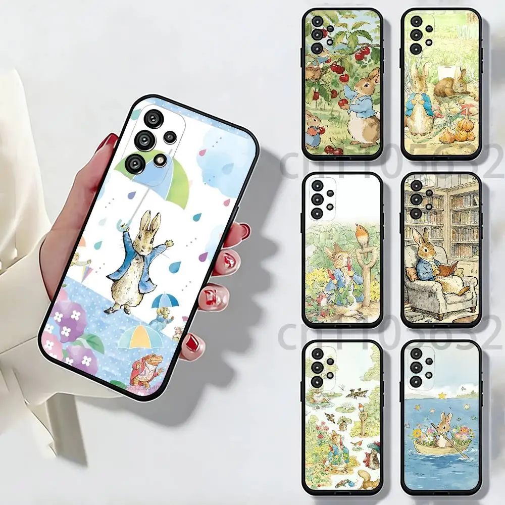 

Cute P-PeterS Rabbit Phone Case For Samsung Galaxy A13,21s,22,31,32,52,53,71,80,A91 Soft Black Shell