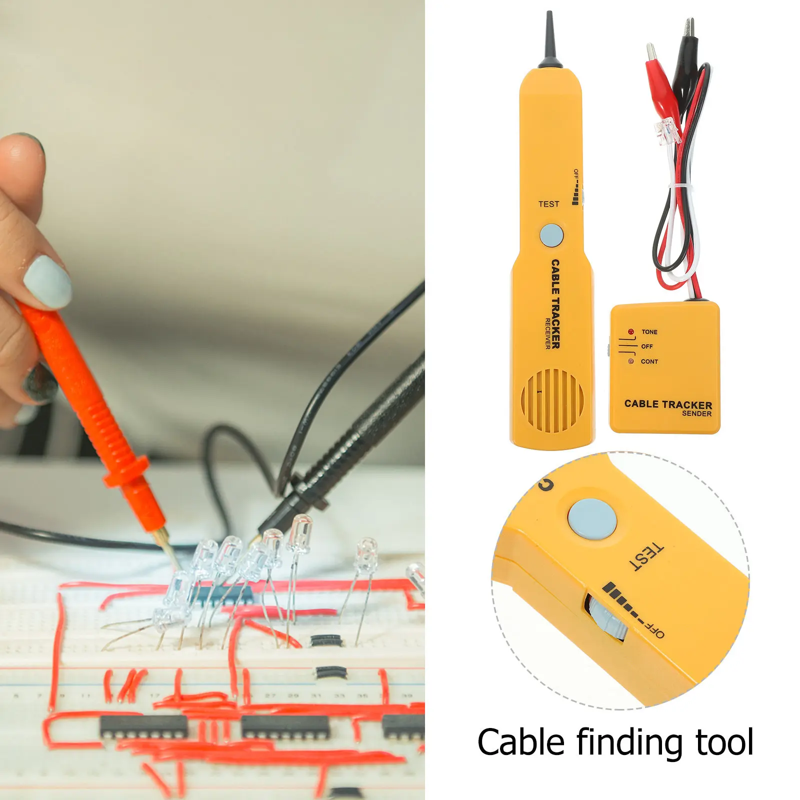 Professional Tone Line Finder Tester for Cable Tracing Wire Identification Short Circuit Detection Open Circuit Diagnosis Rj11
