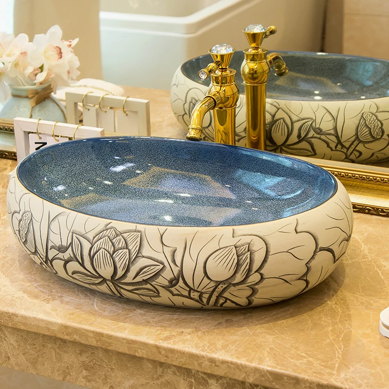

Ceramic large washbasin bathroom art basin