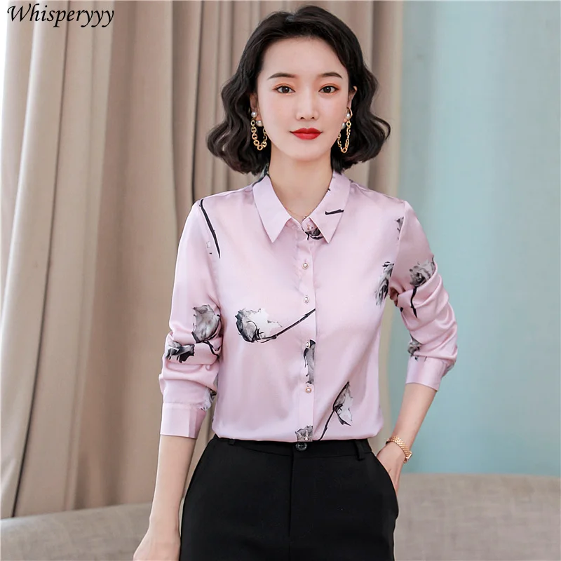 Women's Blouse Spring Autumn New Long-sleeved Printing Tops Female Fashion Turn-down Collar Chemise Femme Casual Shirt