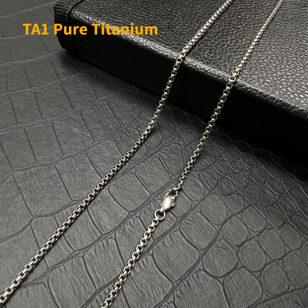 

2.5MM/3MM Width Pure Titanium Square Rolo Chain Necklace For Women Round Box Choker Necklace Men Fashion Jewelry Accessories