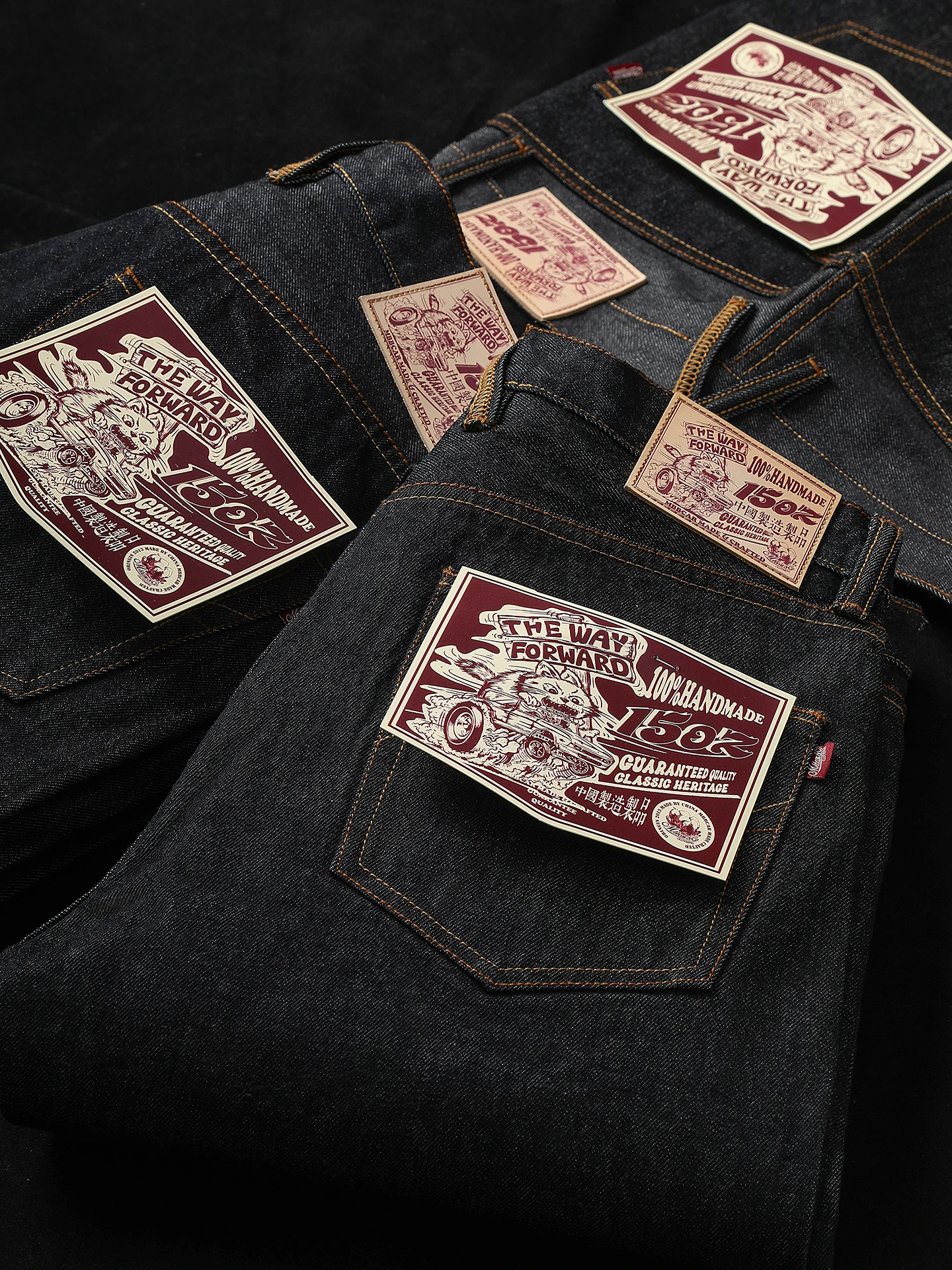 

Premium 5OZ Straight Leg Denim Jeans Deep Blue Bla Wa Original Pulp High Waist Youth Faion Resistant to Wear And Tear