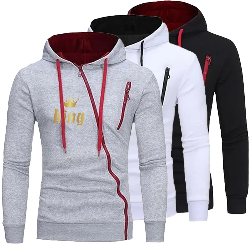 

Autumn Casual Contrast Hoodie Men Solid Color Loose Long Sleeve Hoodies Gothic Sweatshirts Zipper Hoody Hooded Fashion Streetwea