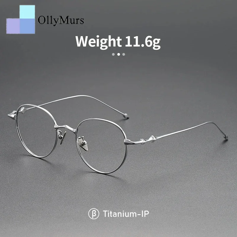 

Prescriptions Eyeglasses Frame Titanium Alloy Large men Ultralight Round Eyewear Prescription Frame women Optical Glasses GP701