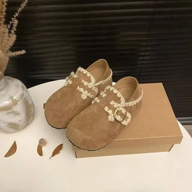 Retro Thick Bottom  Women's Shoes Spring Autumn Casual Slip-On Bean Bean Shoes Heightening Inner Design PU 