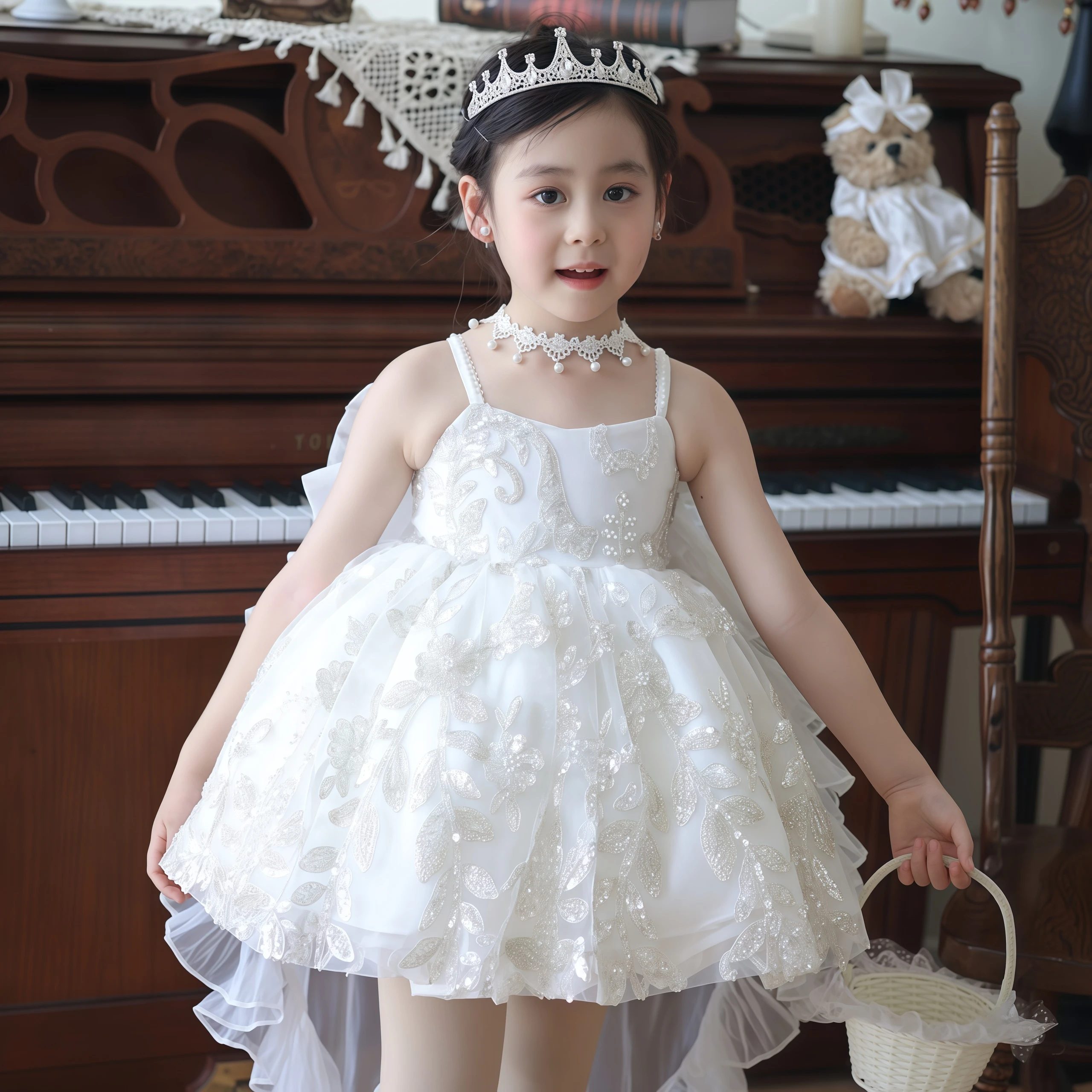 

Luxury Party Lolita Dress Costume Sweet Girls Beading Big Bow Ball Gown For Kids Formal Wedding Birthday Party Festival Vestidos